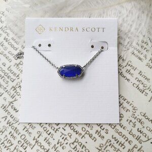 Kendra Scott Elisa Cobalt Cat's Eye Silver Necklace